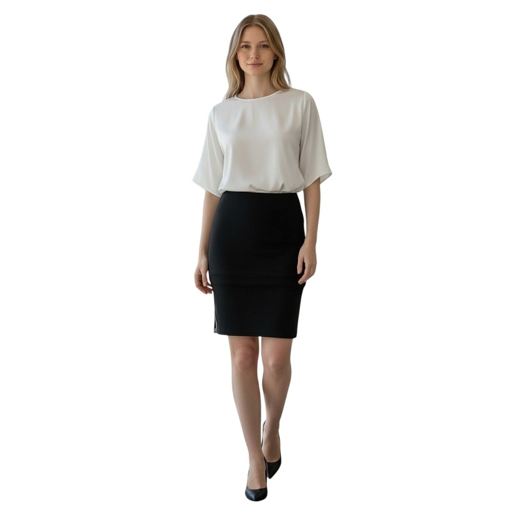 Aritzia Wilfred Black Pencil Midi Skirt Zip Detail NWOT Sz 2 Casual Professional